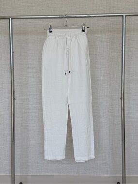 Primo Emporio White Linen Drawstring Joggers